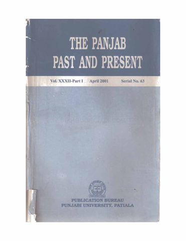 The Punjab Past and Present Vol XXXII Part I 